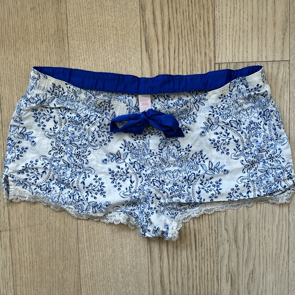 Victoria’s Secret Floral Blue and White Women's Sleep Shorts